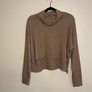 American Eagle Cropped Brown Knit Cowl Neck Sweater Size M